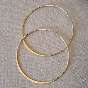 Oversized Gold Tone Hoop Earrings Large Lightweight Classic Statement Hoops
